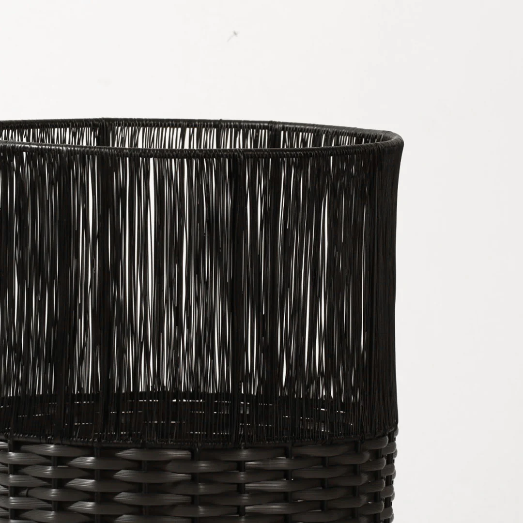 Metal and Rattan Open Basket - Charcoal Black - Image 6