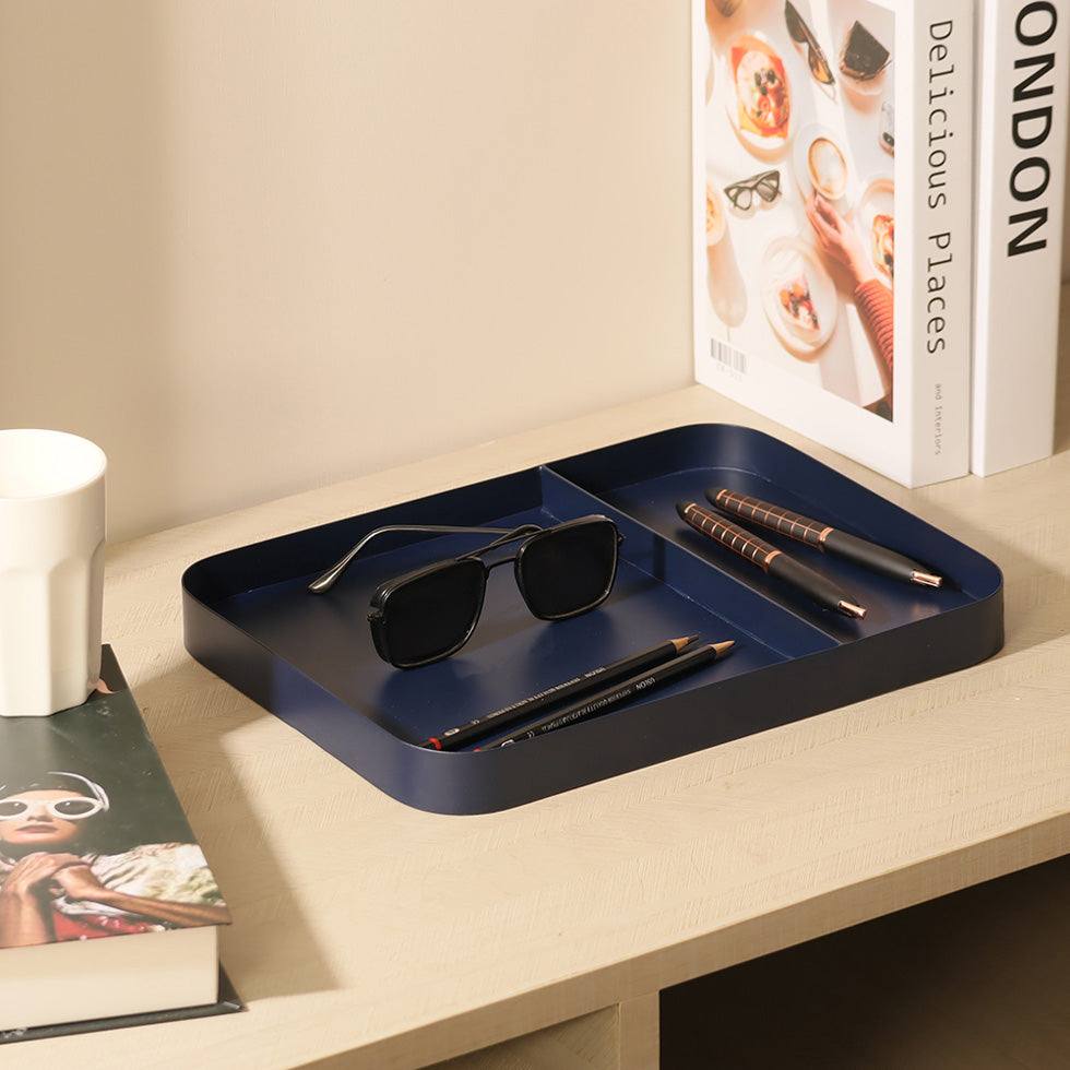 Metal Sectional Desk Tray - Ink Blue