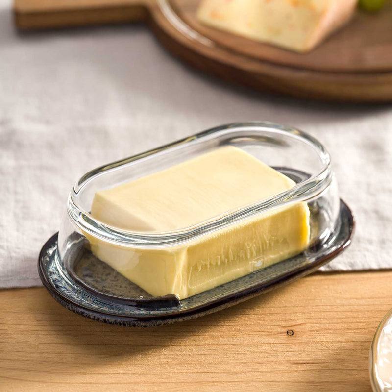Matera Ceramic Butter Dish with Glass Cover