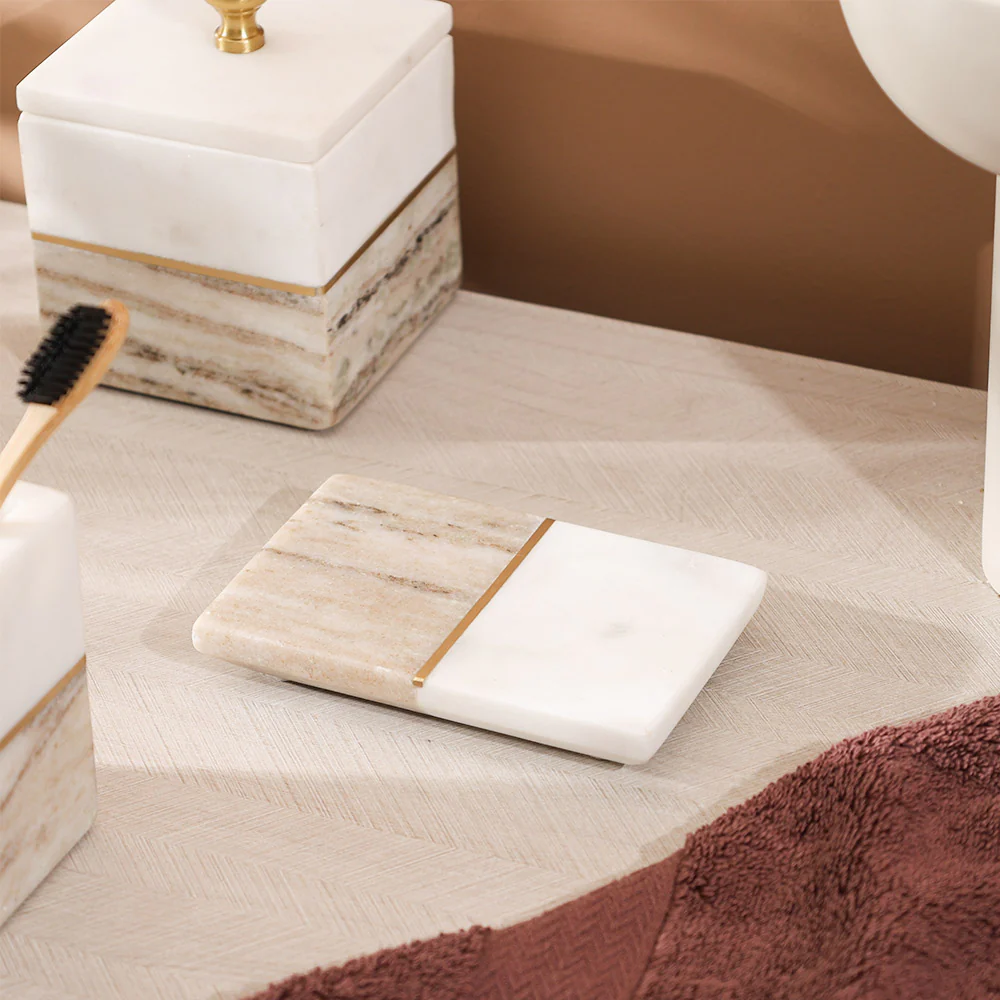Midas Marble Soap Dish - Desert White - Image 2