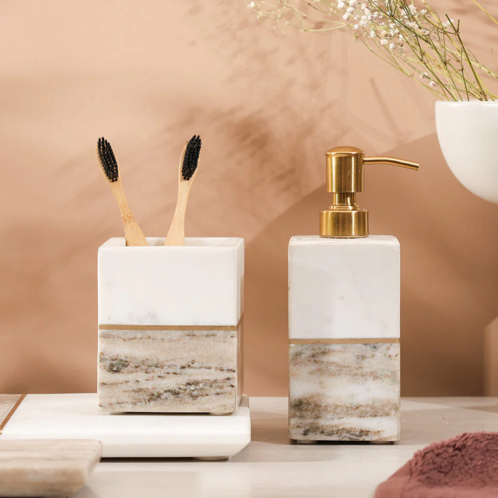 Midas Marble Soap Dispenser - Desert White - Image 4