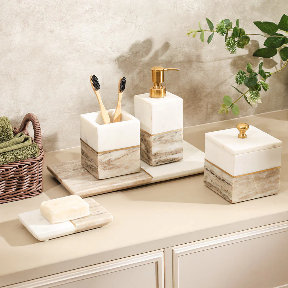 Midas Marble Soap Dispenser - Desert White - Image 5