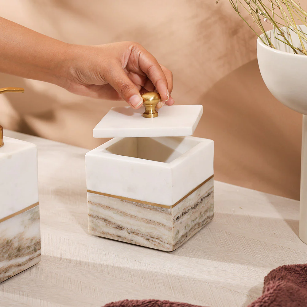 Midas Marble Storage Jar - Desert White - Image 3