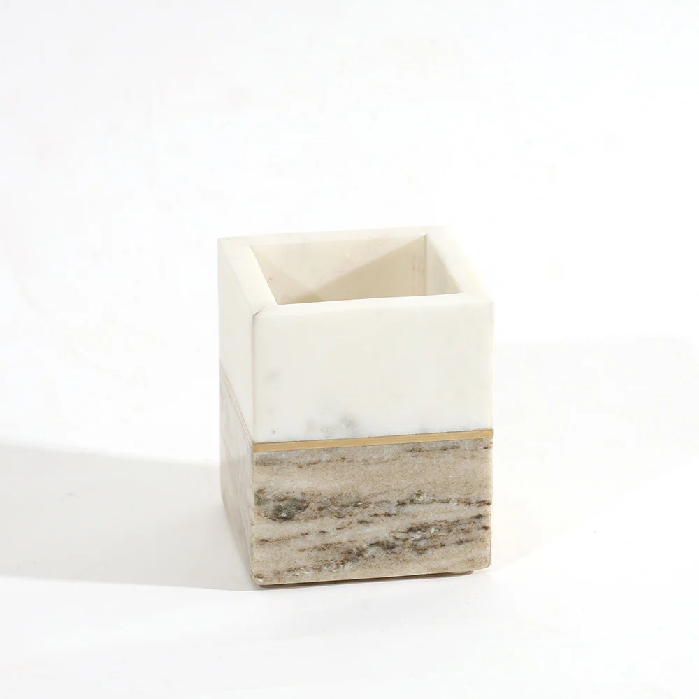 Midas Marble Toothbrush Tumbler - Desert White - Image 6