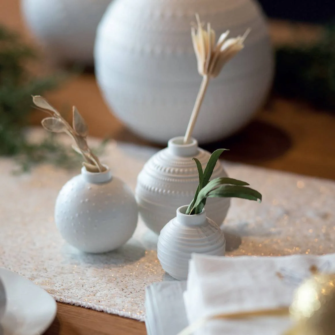 Miracle Ball Mini Vases, Set of 3 - White