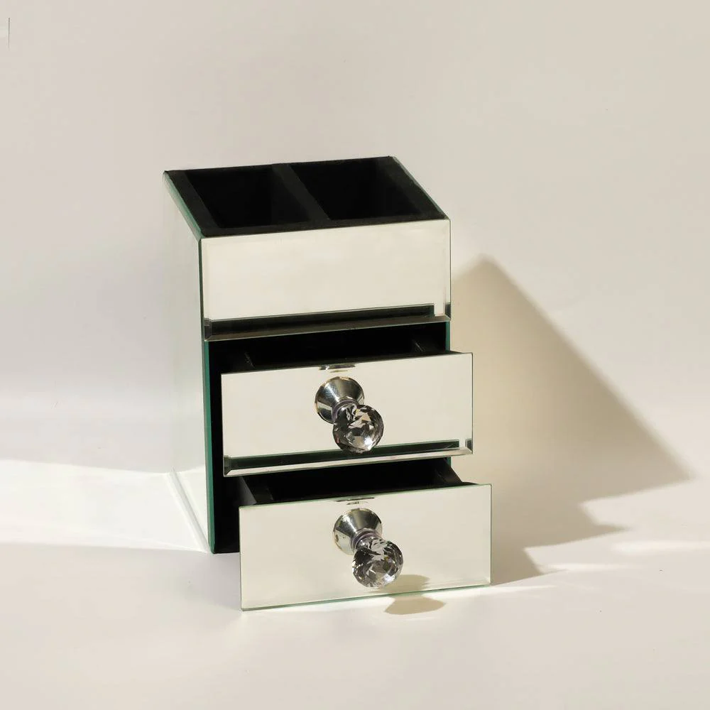 Mirror Vanity Organiser with Drawers - Silver - Image 3