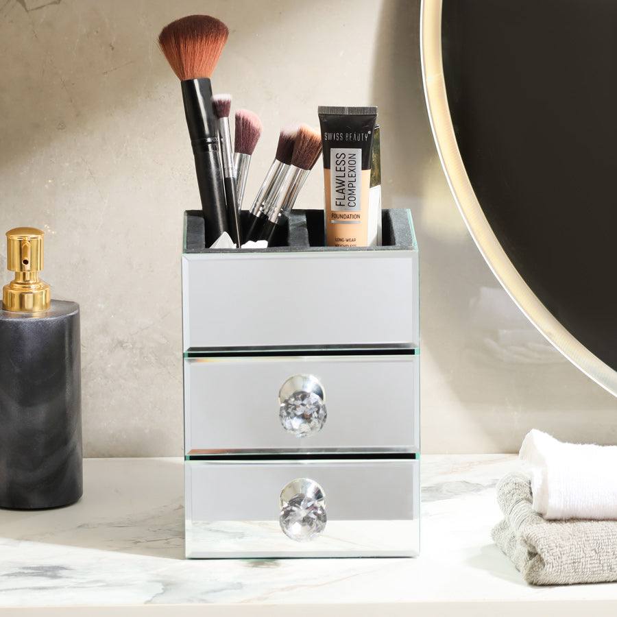 Mirror Vanity Organiser with Drawers - Silver - Image 4