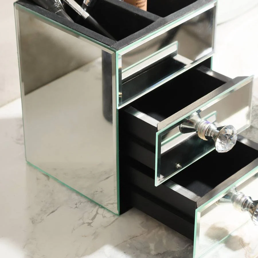 Mirror Vanity Organiser with Drawers - Silver - Image 5