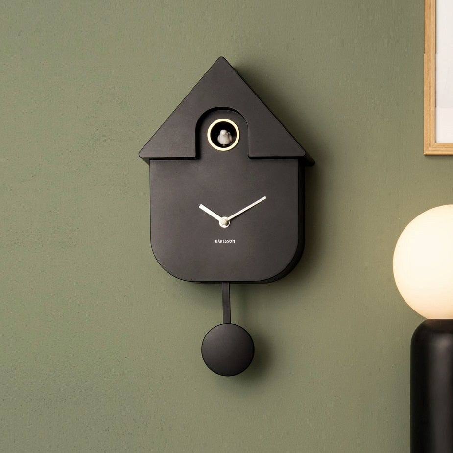 Modern Cuckoo Pendulum Wall Clock - Black