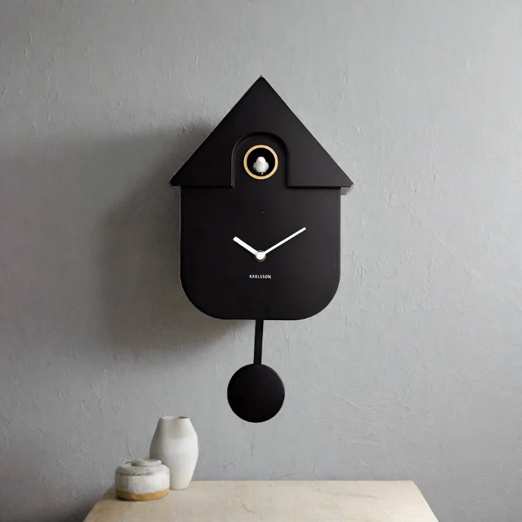 Modern Cuckoo Pendulum Wall Clock - Black - Image 5