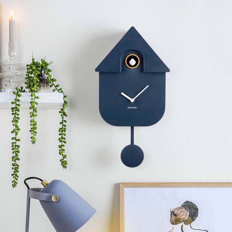 Modern Cuckoo Pendulum Wall Clock - Dark Blue
