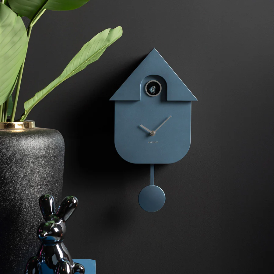 Modern Cuckoo Pendulum Wall Clock - Metallic Blue - Image 2