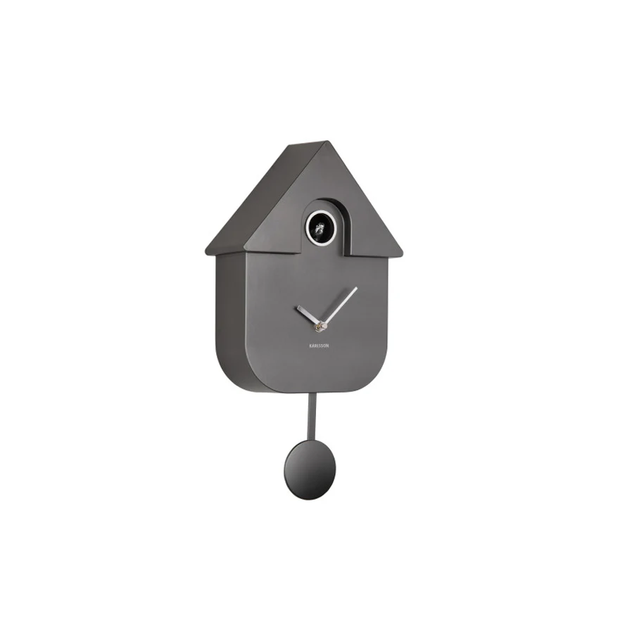 Modern Cuckoo Pendulum Wall Clock - Metallic Grey - Image 2