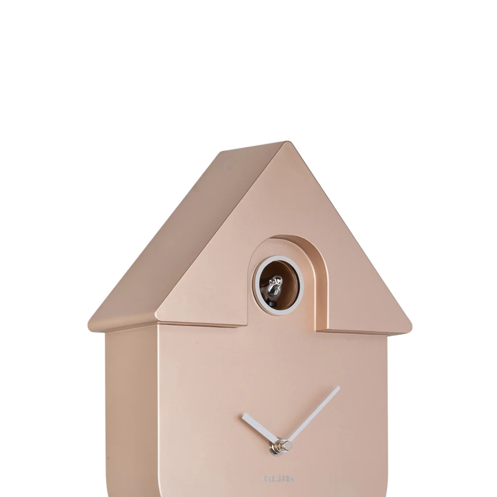 Modern Cuckoo Pendulum Wall Clock - Metallic Rose Gold - Image 4