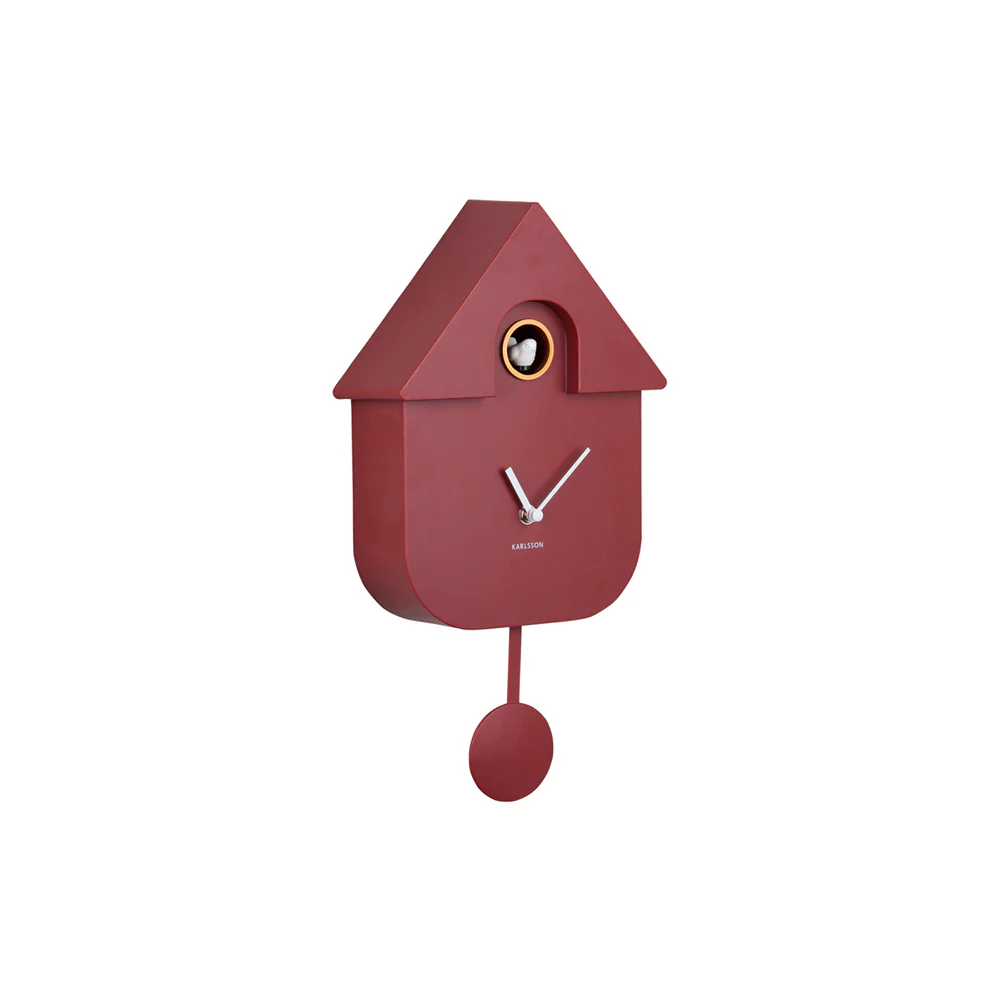 Modern Cuckoo Pendulum Wall Clock - Red Ochre - Image 4