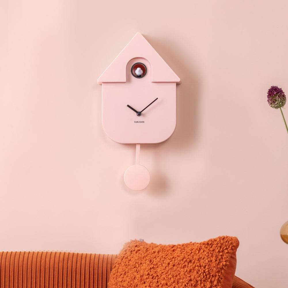 Modern Cuckoo Pendulum Wall Clock - Soft Pink - Image 2