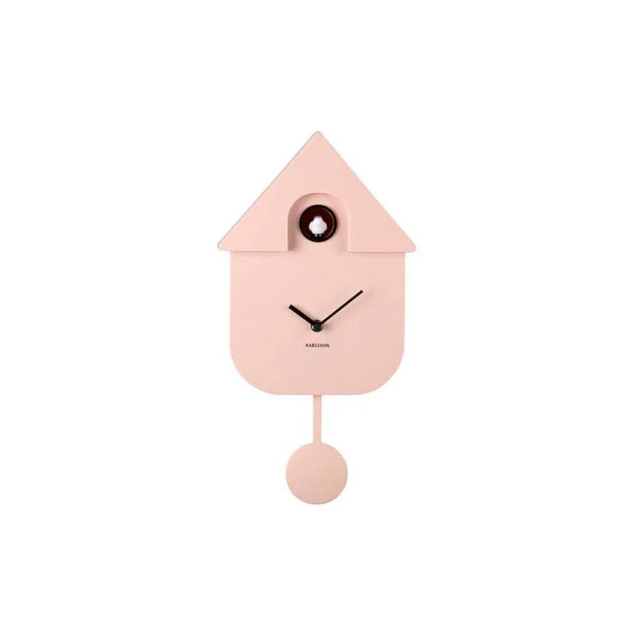 Modern Cuckoo Pendulum Wall Clock - Soft Pink - Image 5