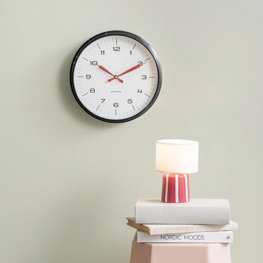 Modern Factory Wall Clock 30cm - Black & Red