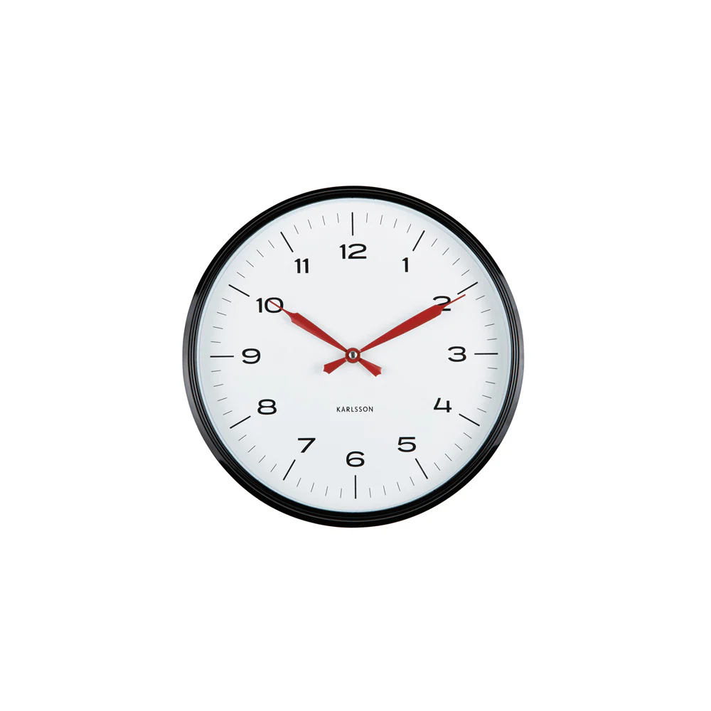 Modern Factory Wall Clock 30cm - Black & Red - Image 3