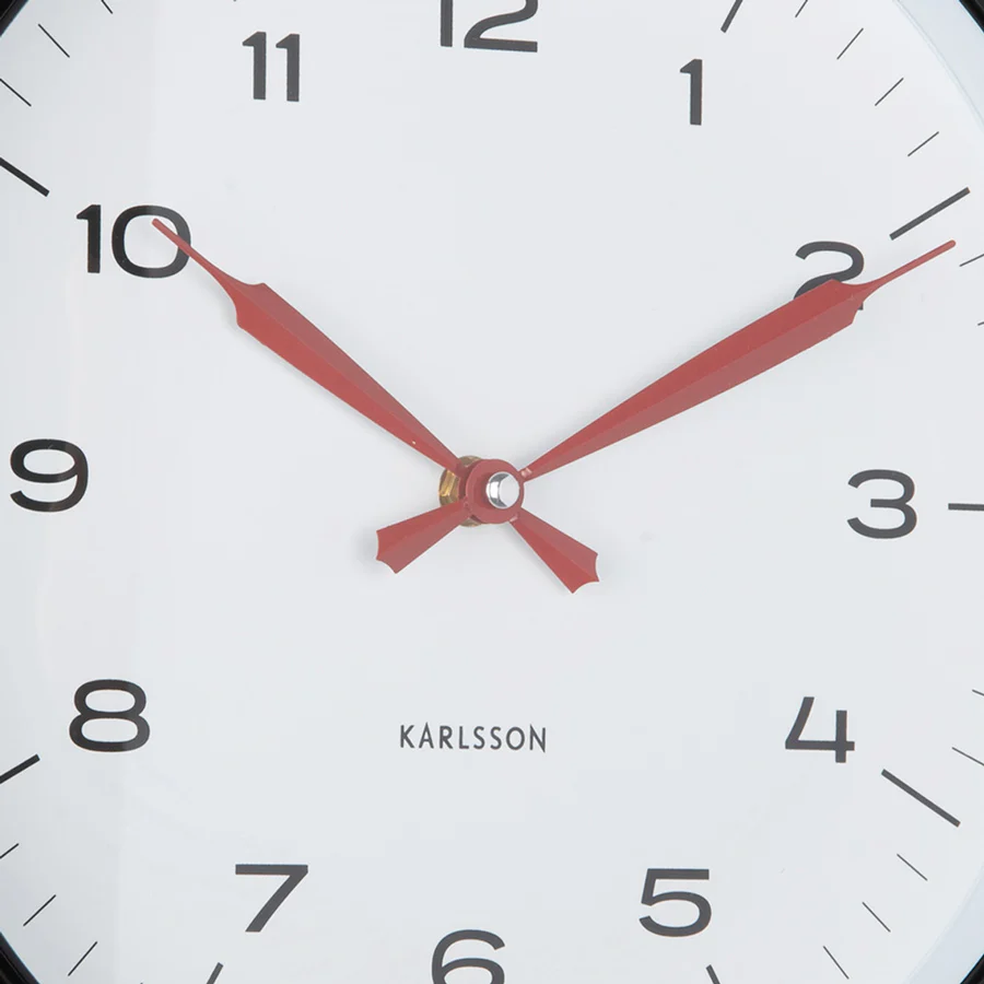 Modern Factory Wall Clock 30cm - Black & Red - Image 4