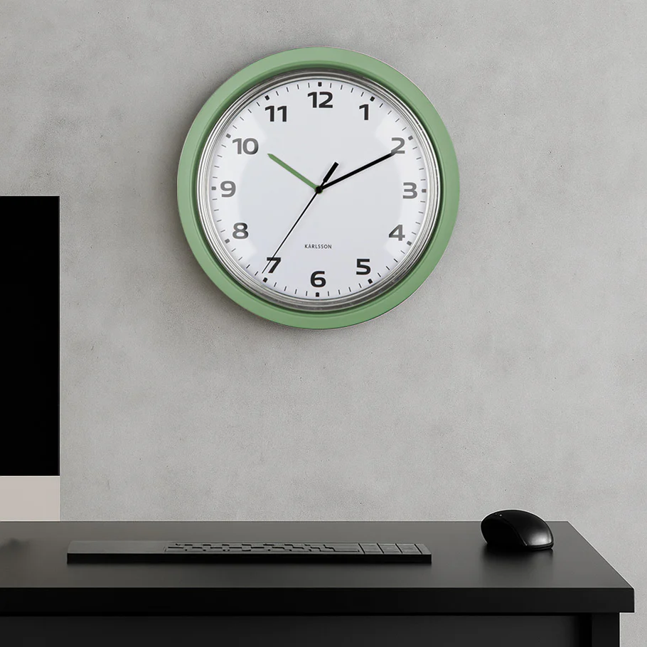 Modern Retro Wall Clock 34cm - Jungle Green - Image 2