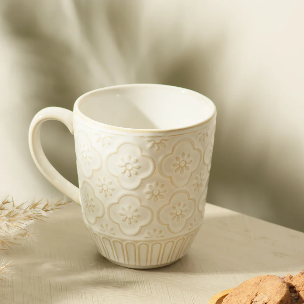 Mosaic Ceramic Coffee Mug - Chiffon White - Image 2