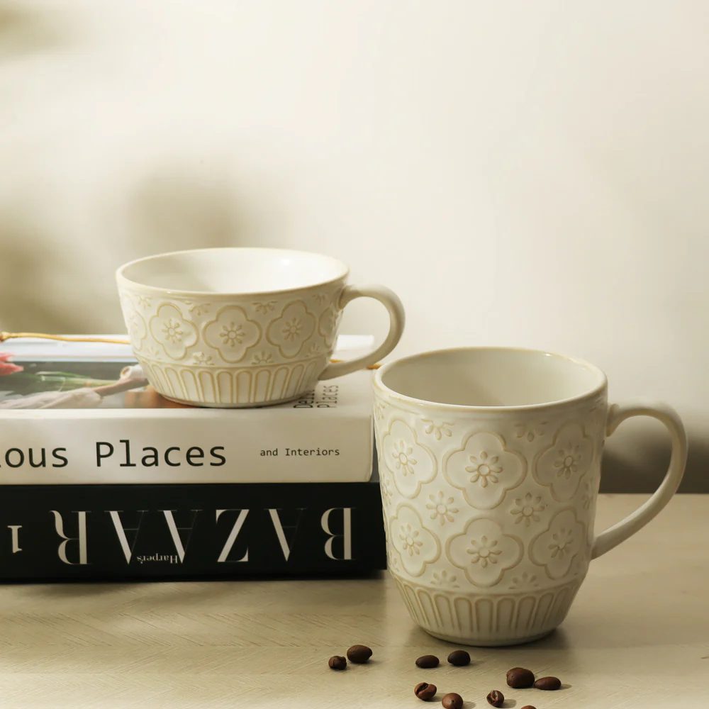 Mosaic Ceramic Coffee Mug - Chiffon White - Image 4
