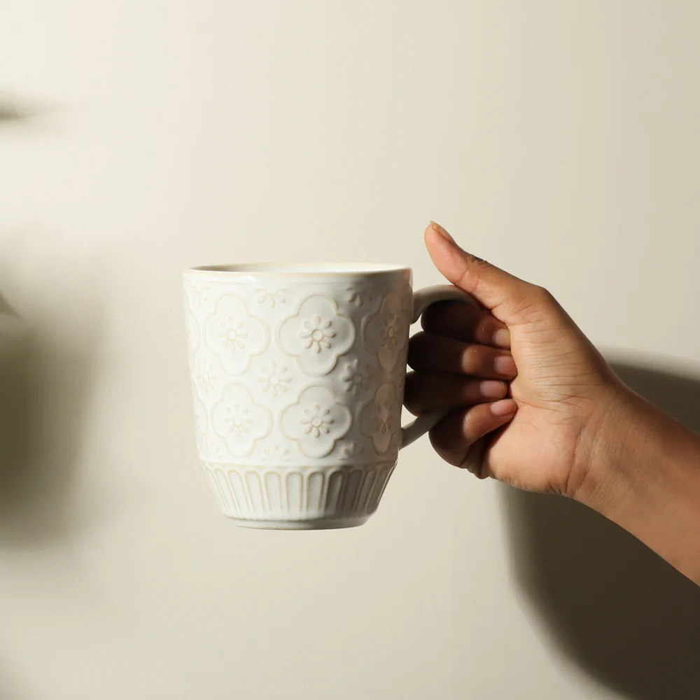 Mosaic Ceramic Coffee Mug - Chiffon White - Image 5