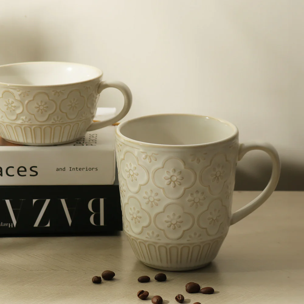Mosaic Ceramic Coffee Mug - Chiffon White - Image 6