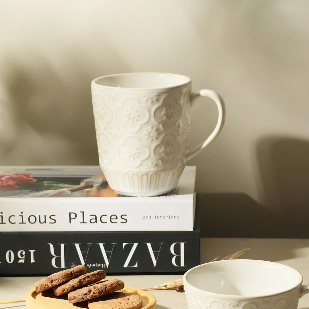 Mosaic Ceramic Coffee Mug - Chiffon White - Image 7