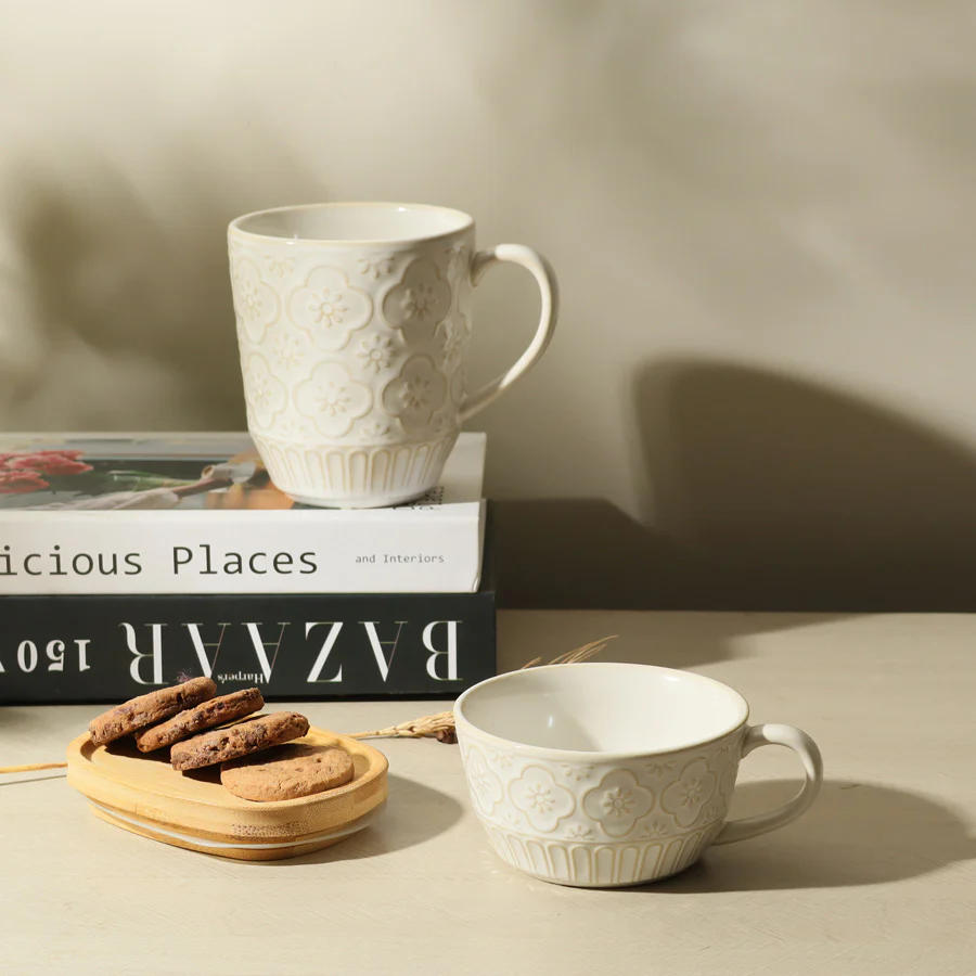 Mosaic Ceramic Coffee Mug - Chiffon White - Image 8