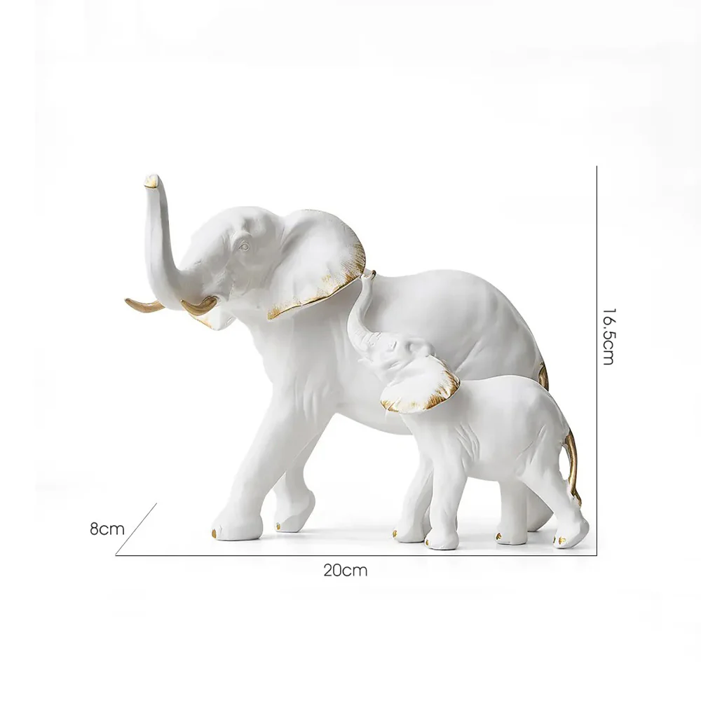 Mother & Baby Elephant Decorative Sculpture - White - Image 5
