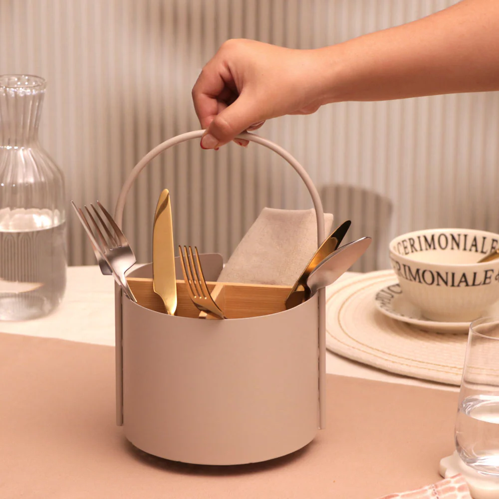 Muro Utensil Drainer and Holder - Taupe Natural
