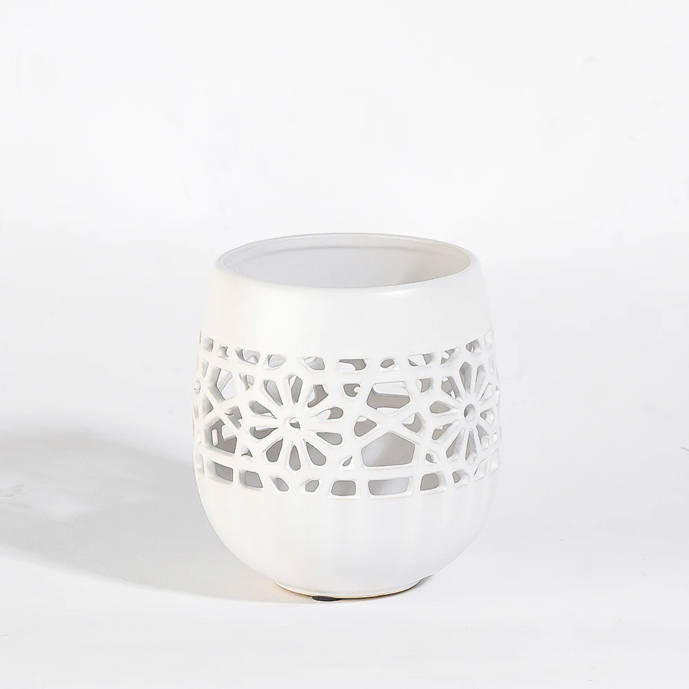Myra Ceramic Candle Holder - White - Image 4