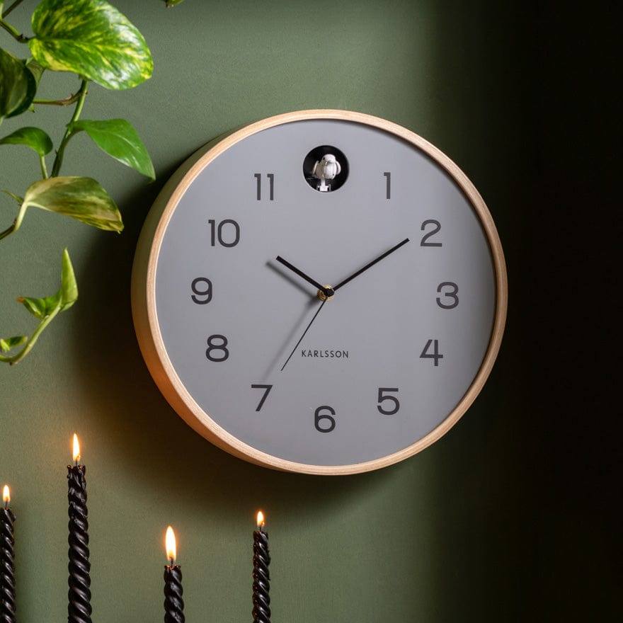 Natural Cuckoo Wall Clock 31cm - Mouse Grey