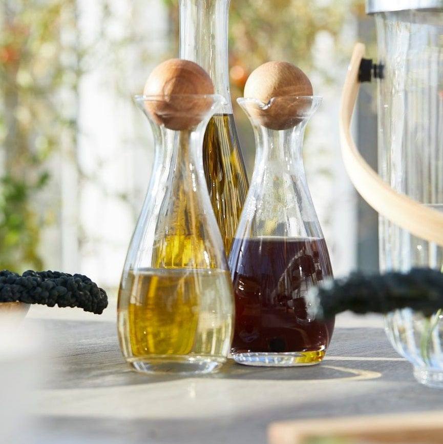 Nature Oil and Vinegar Bottles with Oak Stoppers, Set of 2