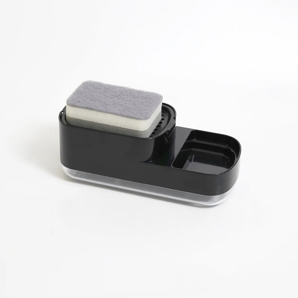 Neat Soap Dispensing Sponge Holder With Scrubber Rest - Black - Image 3