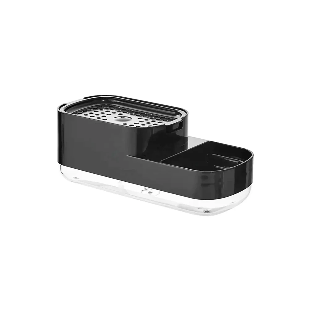 Neat Soap Dispensing Sponge Holder With Scrubber Rest - Black - Image 5