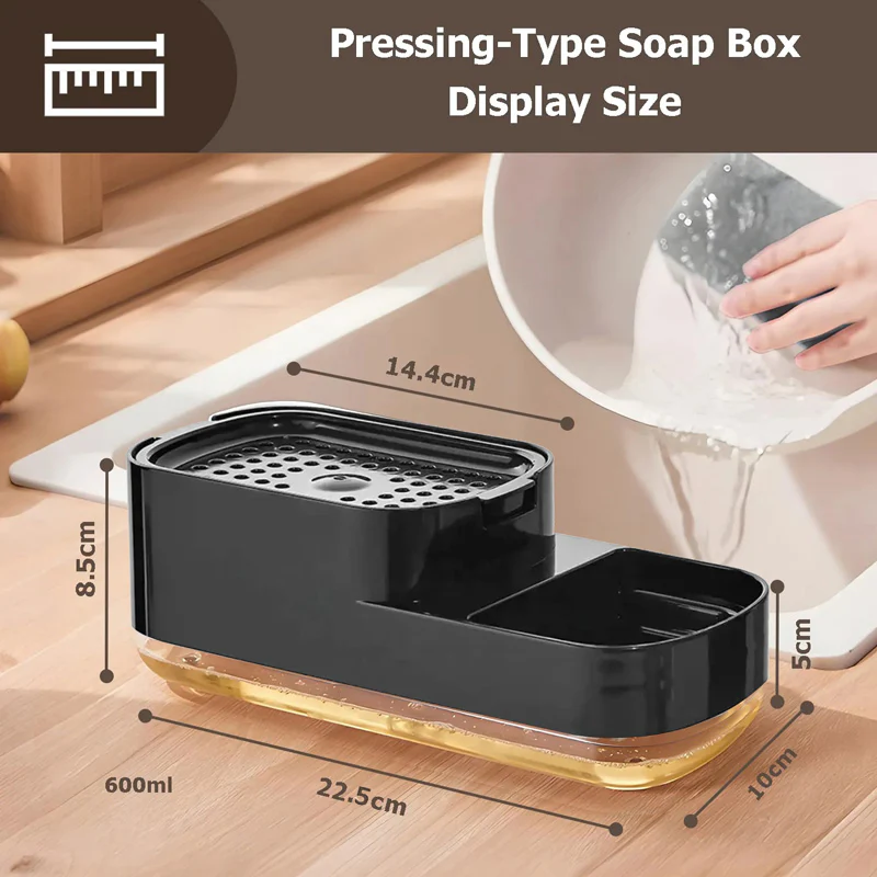 Neat Soap Dispensing Sponge Holder With Scrubber Rest - Black - Image 8