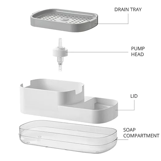 Neat Soap Dispensing Sponge Holder With Scrubber Rest - White - Image 9