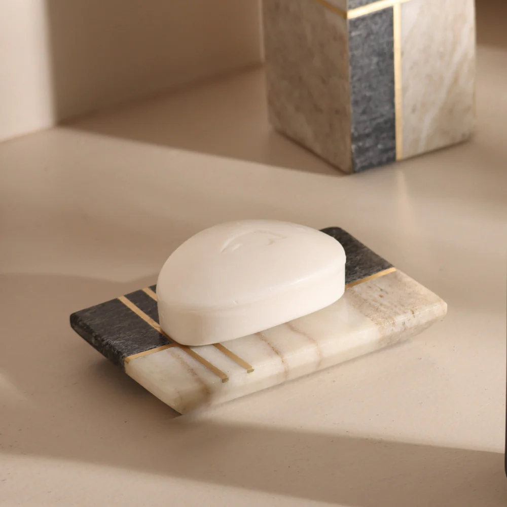 Nera Marble Soap Dish - Beige & Black - Image 2