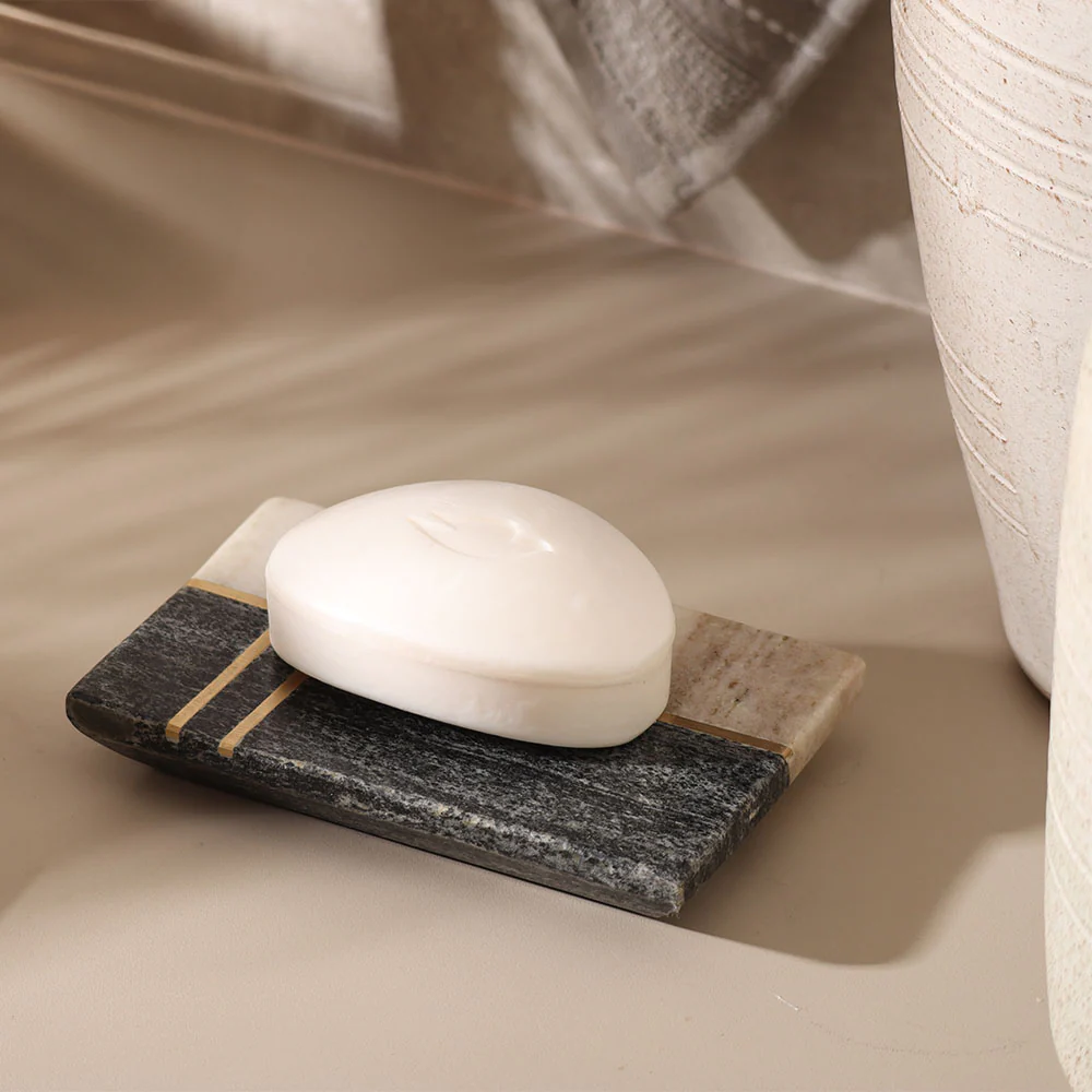 Nera Marble Soap Dish - Beige & Black - Image 5
