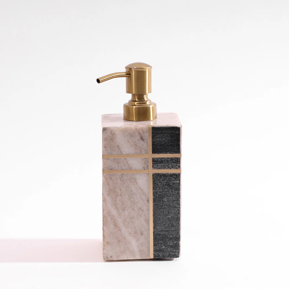 Nera Marble Soap Dispenser - Beige & Black - Image 3