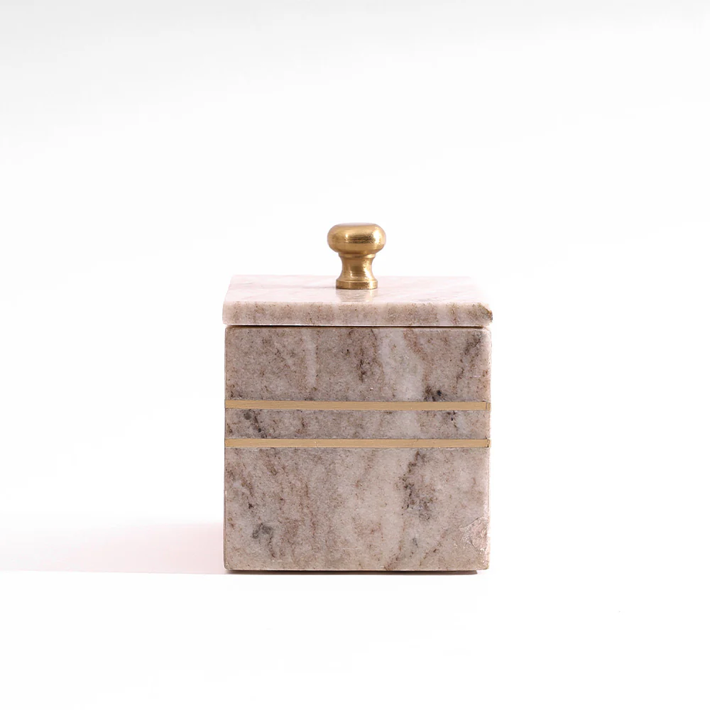 Nera Marble Storage Jar - Beige & Black - Image 5