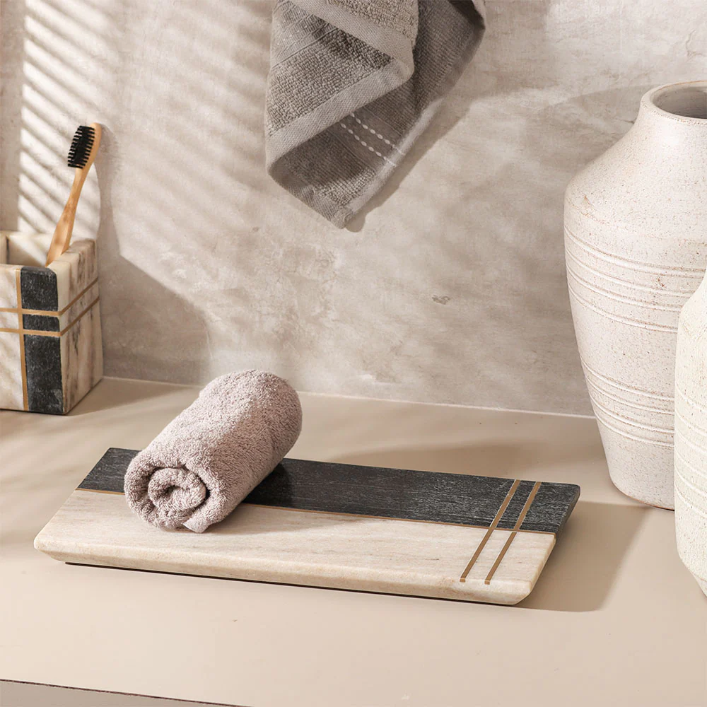 Nera Marble Valet Tray - Beige & Black