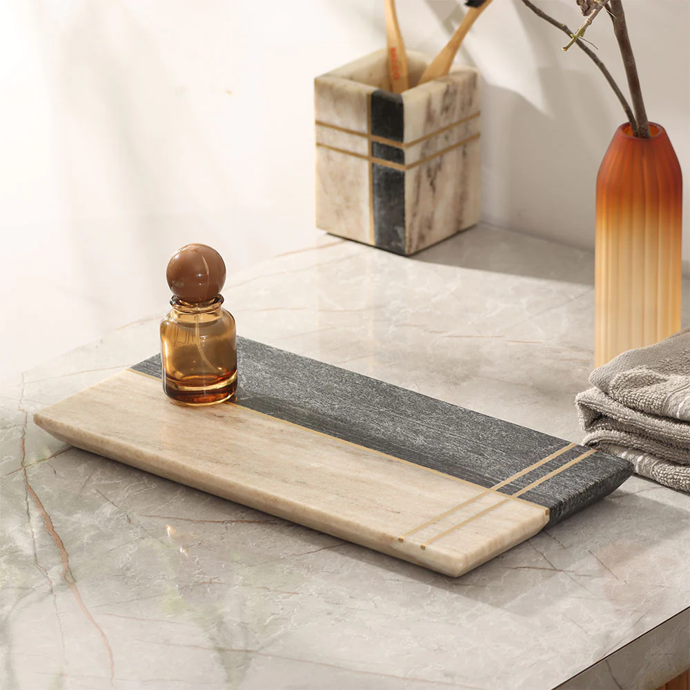 Nera Marble Valet Tray - Beige & Black - Image 2