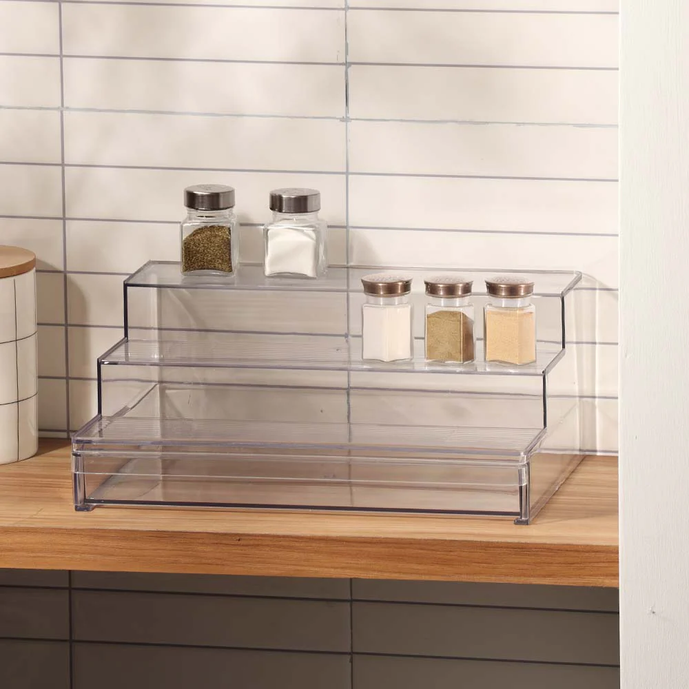 Nest Tiered Storage Shelf with Drawer - Clear - Image 2