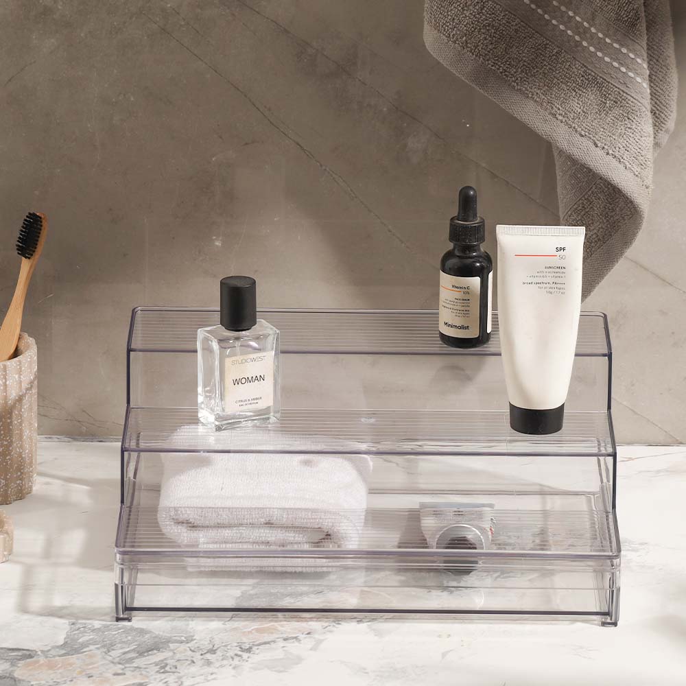 Nest Tiered Storage Shelf with Drawer - Clear - Image 4