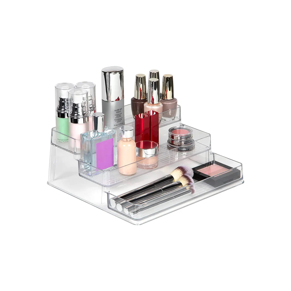 Nest Tiered Storage Shelf with Drawer - Clear - Image 6