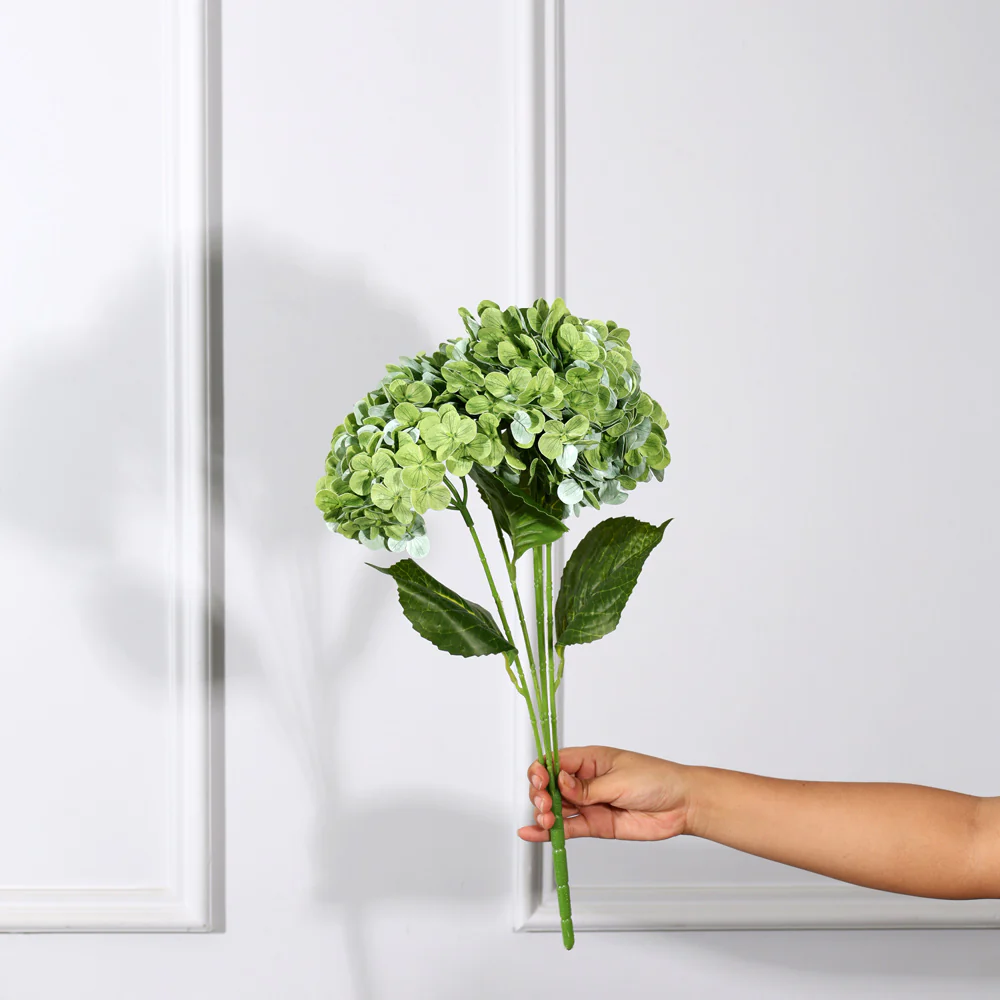 Nippon Soft-Touch Hydrangea Faux Stem - Kelp Green - Image 3